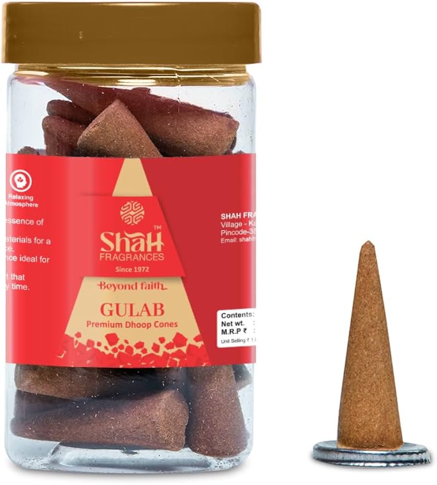 Shah Gulab Premium Dhoop Cones 100g available online from India in Sydney