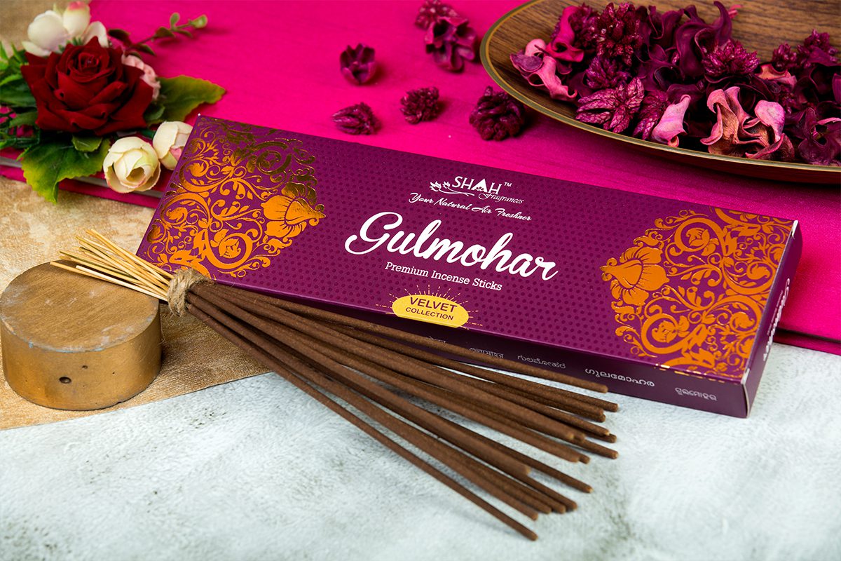 Shah Gulmohar Velvet Incense Sticks 100g available online from India in Sydney