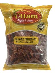 Uttam Chilli Whole Stemless 100 Gm