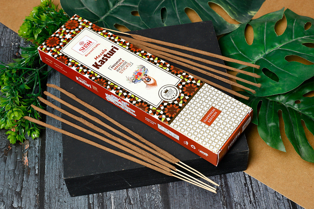 Shah Kasturi Premium Masala Incense Sticks 50g available online from India in Sydney