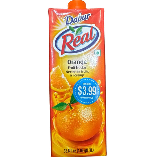 DABUR Real Activ 100% Orange Fruit Juice - 1L|No Added Sugars & Preservatives|Rich In Vitamin C|Goodness Of Best Oranges|Tasty Refreshing & Energizing